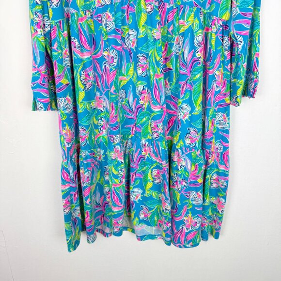 NWT Lilly Pulitzer Alaina Dress Formentera Turquoise Keep On Beleafing Size XL - Picture 4 of 12